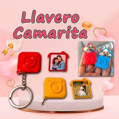 Llavero _Camarita car Fichier STL Porte-clés appareil photo Instagram avec cadre photo・Plan pour impression 3D à télécharger, AleMancilla
