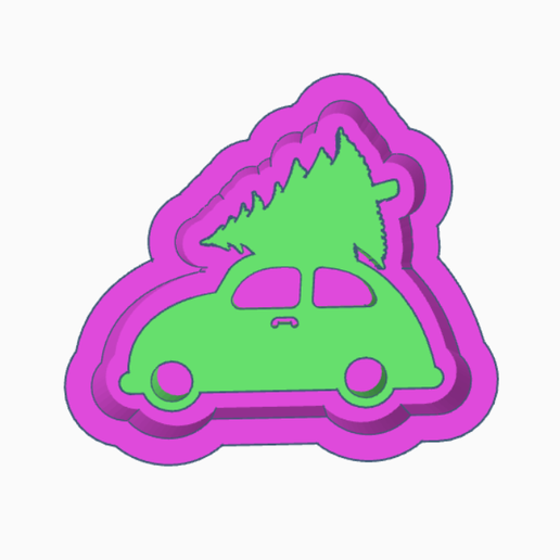 Vintage Christmas Car with Tree STL File | Festive Mold Master for Resin | Clay | Jesmonite | Silicone Mold Making | 3D Printing | Holiday Ornament 3D model