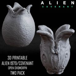 OPEN_ALIEN_EGG_1979_COVENANT_EGG_TWO-PACK-CULTS3D.jpg 3D PRINTABLE OPEN ALIEN EGG 1979 COVENANT FLAT BOTTOM TWO PACK