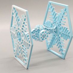 SnowflakeTieFighter_01_copy.jpg Free STL file Snowflake TIE Fighter Kit Card Ornament・3D print object to download
