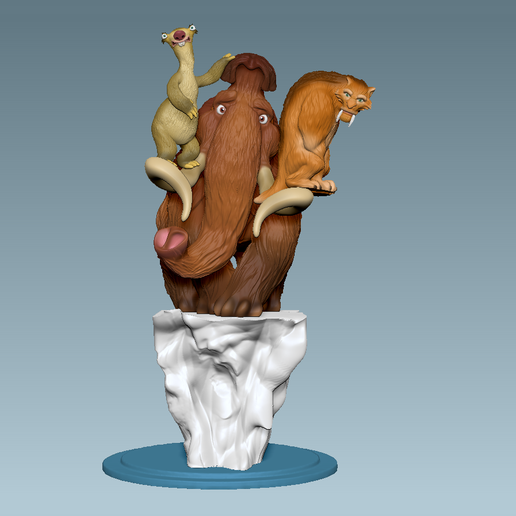 1.png manny the mammoth holding sid and diego funny cool diorama from ice age cartoon movie