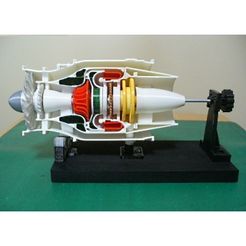 P0-Engine-Assy01.JPG STL file Turbofan Engine, for Business Aircraft, Cutaway・3D print design to download