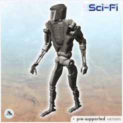 1-PREM.jpg STL-Datei Humanoider futuristischer Roboter mit Hydraulikkolben (2) - Future Sci-Fi SF Post apocalyptic Tabletop Scifi 28mm 15mm 20mm Modern・3D-Drucker-Vorlage zum herunterladen