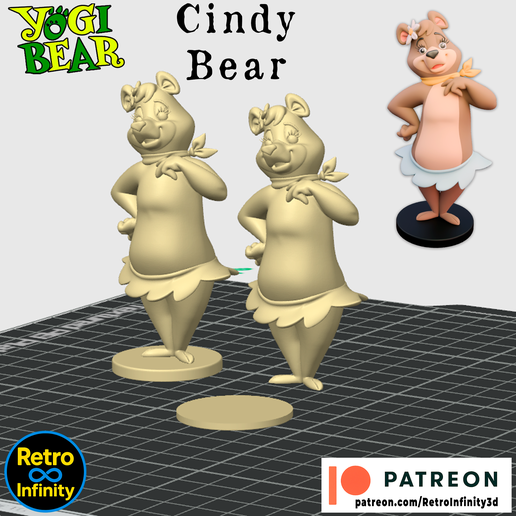 🐻 Cindy Bear - Yogi Bear 3D figure Retro Infinity style (85 mm