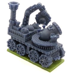 front.jpg STL-Datei Chaos-Zwerg Landzug Mörserwagen (10mm Maßstab)・3D-druckbares Design zum Herunterladen