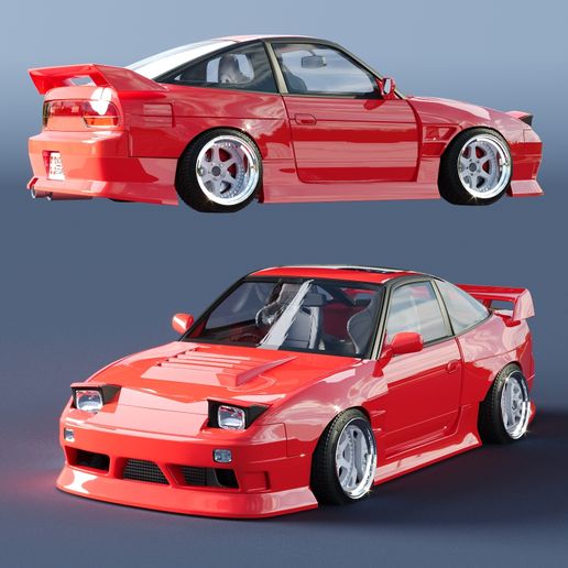 🚗 NISSAN 180SX Cartoon model kit・ 3D File for 3D printing・Cults