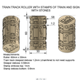 Train-tracks-roller-with-stamps.png RAILWAY TRAIN TRACK ROLLER WITH TRAIN AND SIGN STAMPS