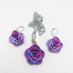 337773457_232765875927650_3813617579431033506_n.jpg Archivo STL Juego de joyas de rosas, collar, pendientes, flores・Objeto para impresora 3D para descargar