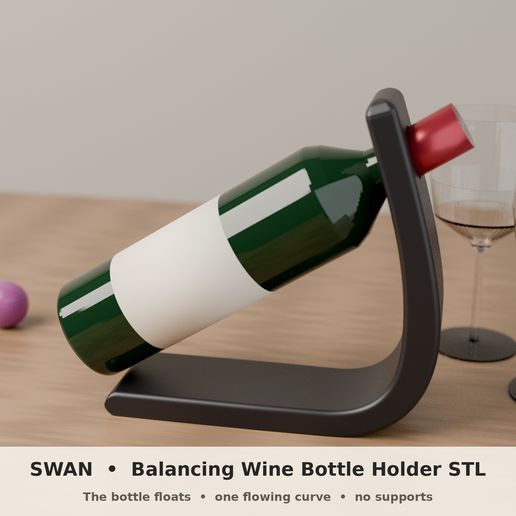 SWAN Balancing Wine Bottle Holder - Floating Minimalist Wine Rack