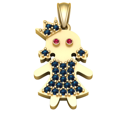 Royal Little Princess Pendant - 3D Printable Jewelry STL - Iced Out Girl Charm