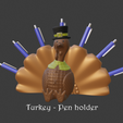 Turkey-pen-holder-1.png Turkey pen holder - Thanksgiving turkey chicken
