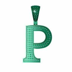 p-1.jpg STL file P ALPHABET PENDANT WITH ROUND DIAMOND 3D print model・3D print design to download