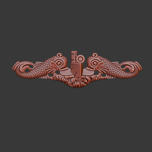 Submarine Warfare insignia 3d relief .stl file