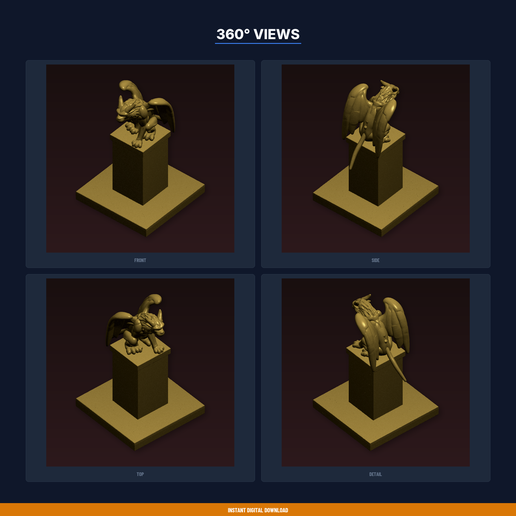 03_angles.png Gargoyle Perched Guardian - 3D Printable STL File