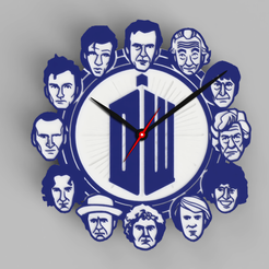Doctor-Who---12-Doctors-Clock-1.png Archivo STL Doctor Who - Reloj de los 12 Doctores - Reloj Ikea STOMMA・Modelo de impresora 3D para descargar