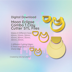 Cover-7.png Файл 3D STL-файл резака для глины - Moon Eclipse Combo 1 - Celestial Earring Digital File Download- 8 размеров и 2 версии резака, резак для печенья・3D-печатная модель для загрузки