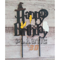 TOPPER-HP1.png Fichier STL HARRY POTTER - JOYEUX ANNIVERSAIRE・Design pour imprimante 3D à télécharger