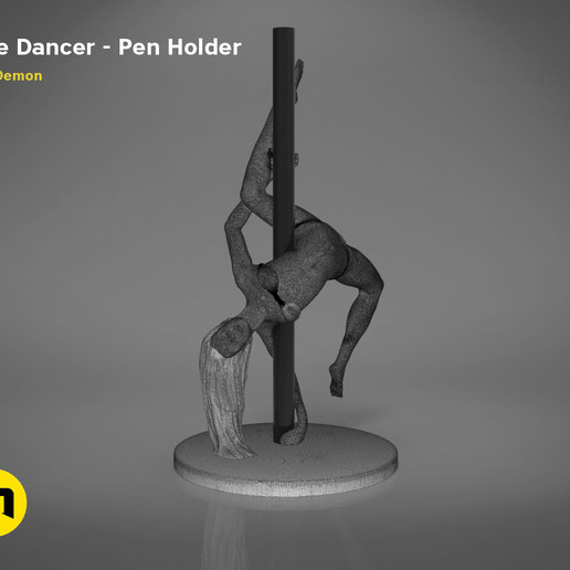 poledancer-front.168.png Télécharger le fichier STL Pole Dancer - Porte-stylo • Objet pour imprimante 3D, 3D-mon