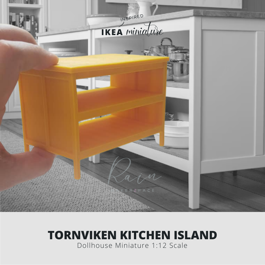 TORNVIKEN KITCHEN ISLAND Dollhouse Miniature 1:12 Scale STL file MINIATURE IKEA-INSPIRED TORNVIKEN Kitchen Island FOR 1:12 DOLLHOUSE・3D printing template to download, RAIN
