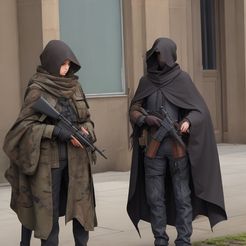 DreamShaper_v7_Three_Snipers_with_CLoaks_aiming_3.jpg Файл STL Гримдаркские космические снайперы-канадианцы・3D-печатная модель для загрузки