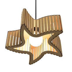 Estrela-Ripada-MDF-Cru-41x16cm-1.png STL file CEILING LIGHT LAMP 3D PRINT AND LASER CUT FILES MODEL 29・Template to download and 3D print
