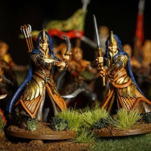 🪵 Golden Wood Elf Footmen ( Spearman with shield )・ STL File for 3D ...