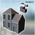 1-PREM.jpg Modern slate-roofed building with annex and upper floor (20) - Modern WW2 WW1 World War Diaroma Wargaming RPG Mini Hobby