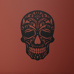 Skull-2.png Fichier STL Art mural crâne・Objet pour imprimante 3D à télécharger