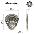 ThunderStorm-SuperHeavy-7Num-et-MarkReliefs-Dimensions-x7.jpg Thunderstorm Plectrum Pack de 7 numeradas + 1 em branco - Palheta rígida de precisão para guitarra - 2mm - STL
