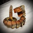 Шарнирная игрушка "Гремучая змея", тело с отпечатками, голова с защелками, милый флекси