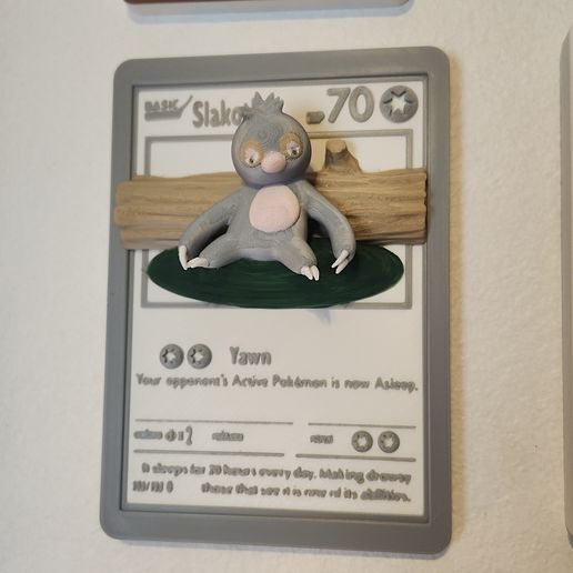 Slakoth Pokmon 3D Relief  Printable Pokmon Trading Card Wall Art |  High-Detail Pokmon Model for FDM/ResinFree STL File for 3D printingCults