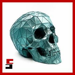 cults3D-1.jpg Archivo STL Cráneo Voronoi Low Poly・Idea de impresión 3D para descargar, sliceables