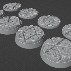 25mm-ovw.png STL file 4x 25mm base with broken tiles (+toppers)・3D printer model to download