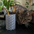 PXL_20230928_125528287~2.jpg Organizer with cubes as a texture, geo cube pen / pencil / brush holder, officially cat-approved