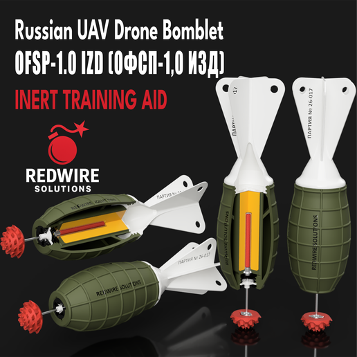 OFSP-1.0 IZD Russian / Ukrainian Drone Bomblet – Inert FPV Strike Munition (Full & Cutaway)