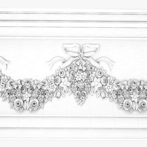 Cornice_Baroque_001W.jpg Cornice Antique Decor Garland Flowers Baroque Style for CNC