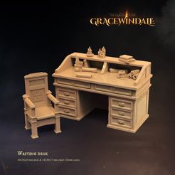 Gracewindale-Gatehouse-writing-desk-render-1.jpg STL file Gatehouse - Writing Desk・3D printable model to download