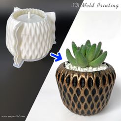 Net-Pot-decor-3D-mold-printing-5.jpg STL file Squito Caro Pot decor 3D mold printing - Include Pot file for print・Model to download and 3D print