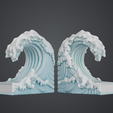 1.png Ocean Wave Bookends – Crashing Surf Pair