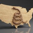 Dont-Tread-On-Me-Flag-US-Map-©.jpg Dont Tread On Me Flag - US Map - CNC Files For Wood, 3D STL Model