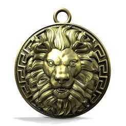 Lion-head-pendant-.1.jpg STL file Lion head pendant・3D printable model to download