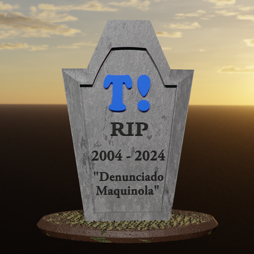 📄 Taringa RIP Lapida 2004-2024 T!・Archivo STL para Impresión 3D・Cults