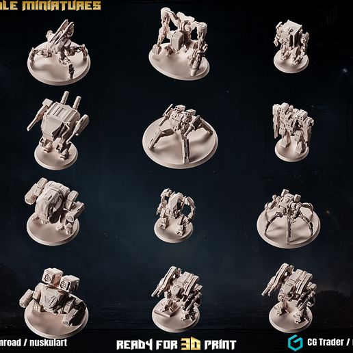🚗 20 Different Mech Miniature Pack 1/48 Scale STL Collection・ 3D File ...