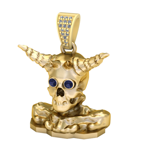 Horned Skull Gold Pendant