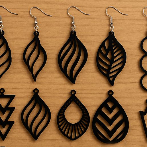 💍 Geometric Minimalist Earrings Set – Modern 3D Jewelry