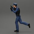 3DG-0006.jpg Police Officer running Chasing Criminal On Roadway holding a gun