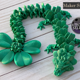 Lucky Clover Dragon, St. Patrick's Day Articulating Flexi Wiggle Pet, Print in Place, Fantasy Shamrock Dragon