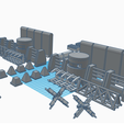 Full Urban Obstacle Set.png Urban Barrier Set for Wargames - Tank Trap / Obstacle