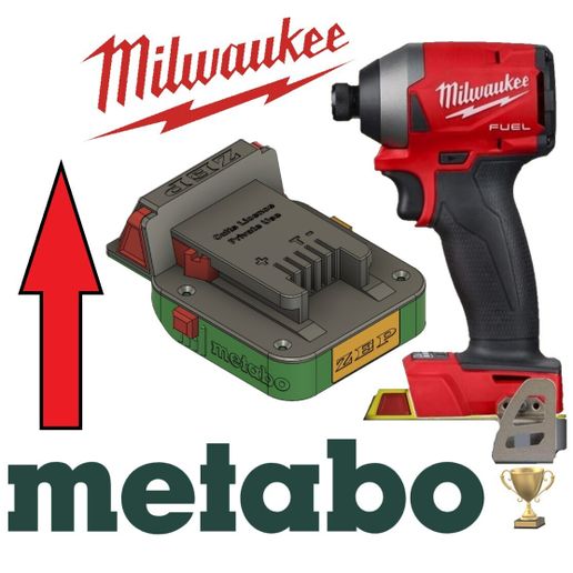 METABO on MILWAUKEE M18 Battery adapter - 3D model önizlemesi