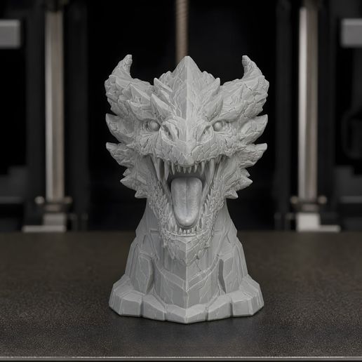 Volcanic Obsidian Dragon Head 3D Print Model
